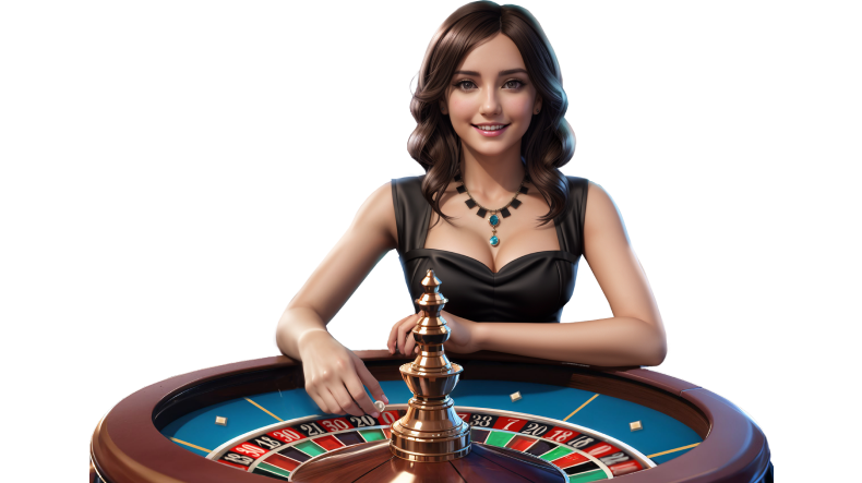 Eine professionelle Croupier am Roulettetisch symbolisiert die Sicherheit und Legalität bei Boomerang Bet